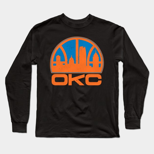 OKC Basketball Skyline Long Sleeve T-Shirt by darklordpug